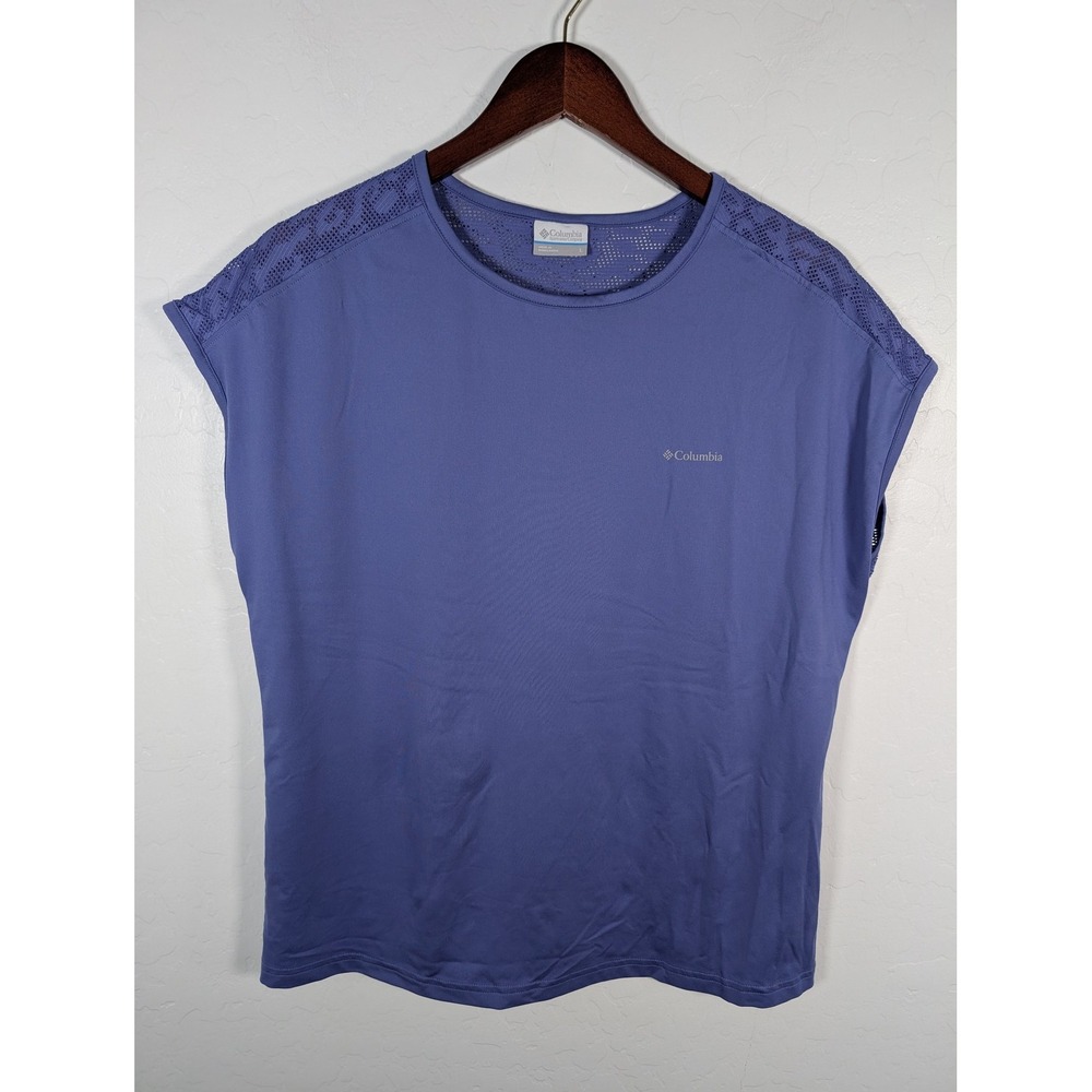 Columbia Shirt Womens Large Purple Cap Sleeve Mesh Back Outdoor Performance Tee